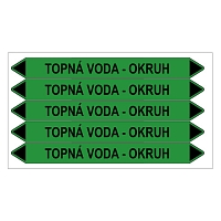 Značení potrubí, topná voda - okruh,5 ks, 150 × 12 mm